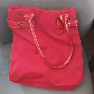 Red vinyl tote